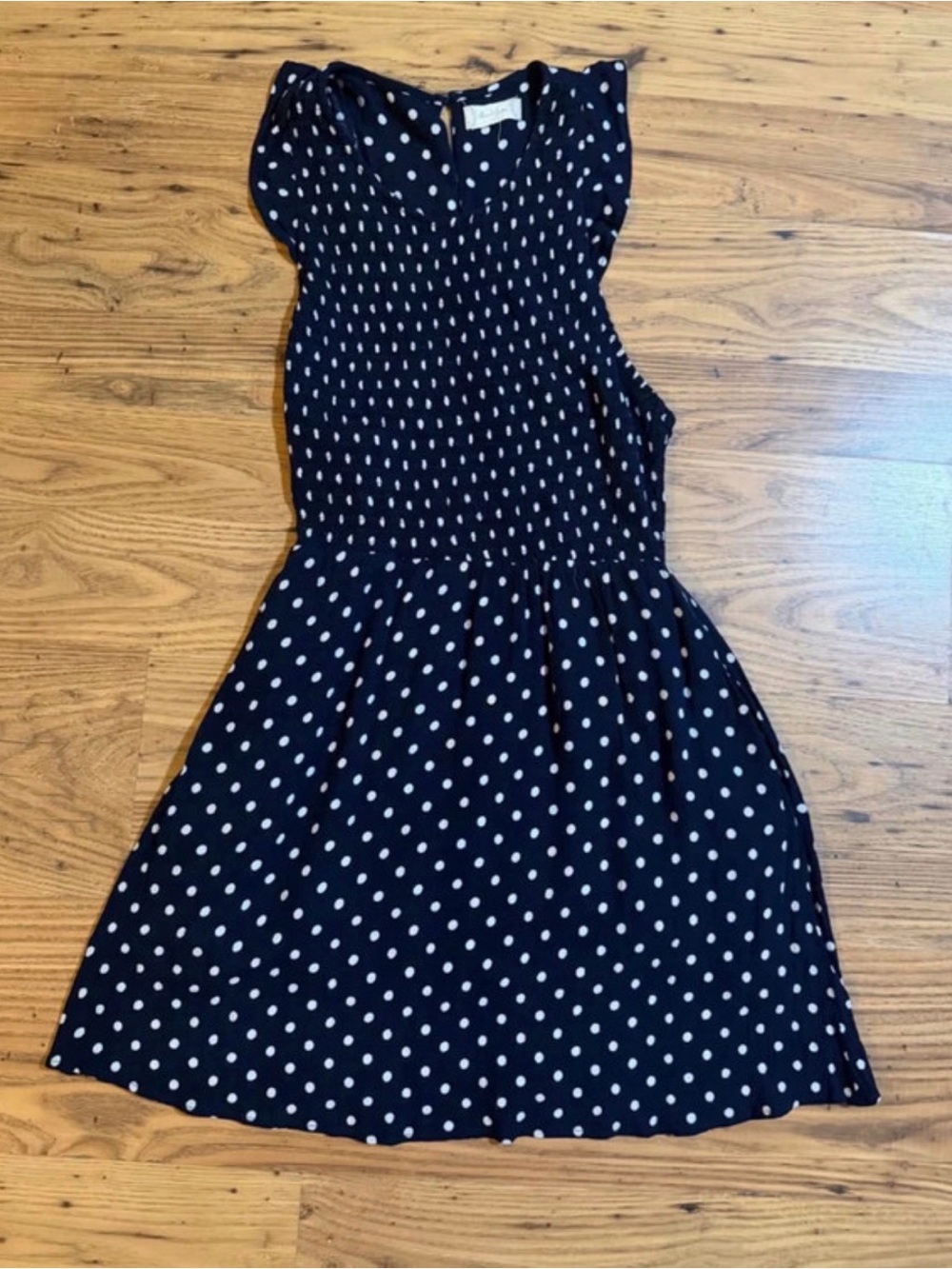 Altar'd State Navy Blue White Polka Dot Smocked Mini Dress Size Small